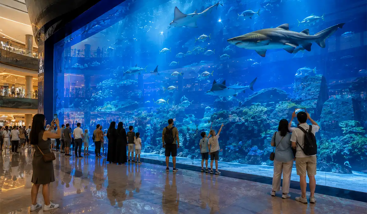 The Dubai Aquarium viewing wall, The Dubai Mall.